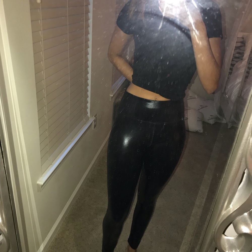 Electric yoga latex leather leggings
